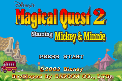 Magical Quest 2 Starring Mickey and Minnie title screen for GameBoy Advance